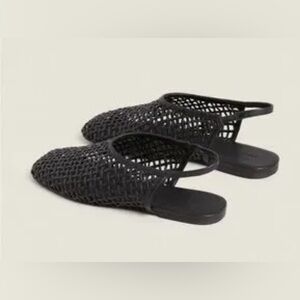 Zara New Chic Black Woven Slingback Mules